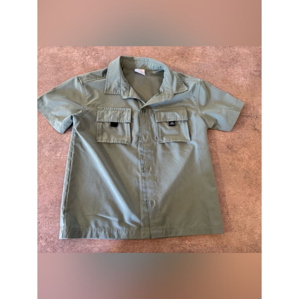 Wonder Nation Olive Green Short Sleeve Button Down Shirt Boys 5T